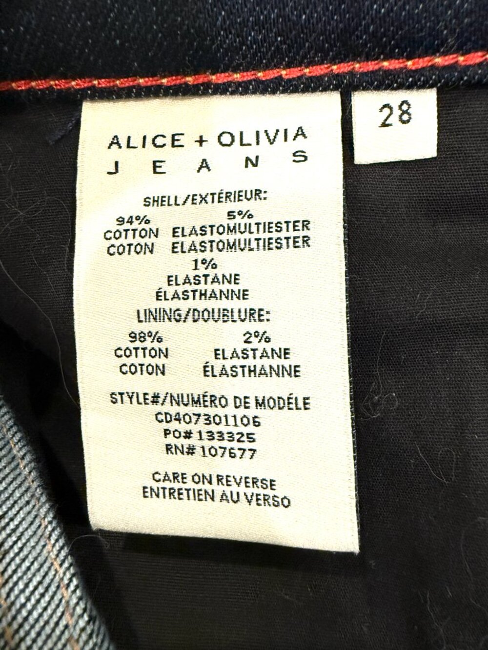 Alice + Olivia wide leg flared jeans, mid-rise, size 28 (M). - Picture 6 of 6